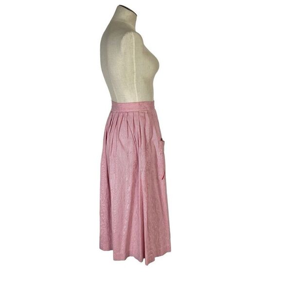 Victoire XS VTG 8 Pink Corduroy Skirt Midi Pleated 80s VTG Pockets Cottagrcore - Picture 4 of 15